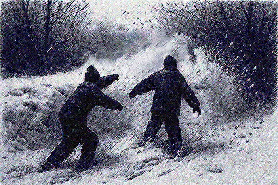 artwork for Michael Meyerhofer's poem Snowball Fight